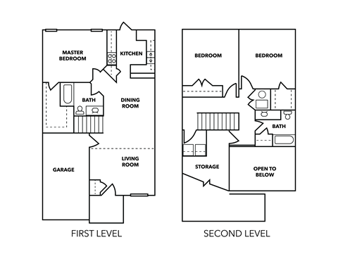 a floor plan of two different floor plans of a house